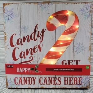 Happy Holidays Light Up Get Candy Canes Here Wood Sign Christmas Walgreens